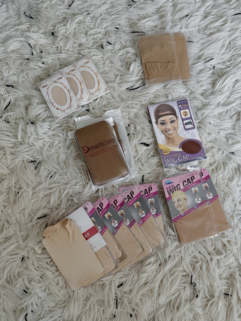 Assorted Stocking Wig Caps - Beige/Tan/Brown